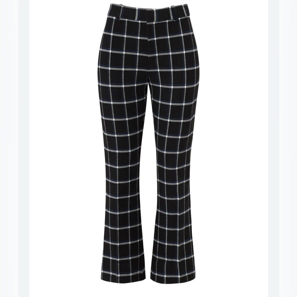 DEREK LAM 10 Crosby Black Plaid Trouser Cropped kick hem Career preppy sz 6
